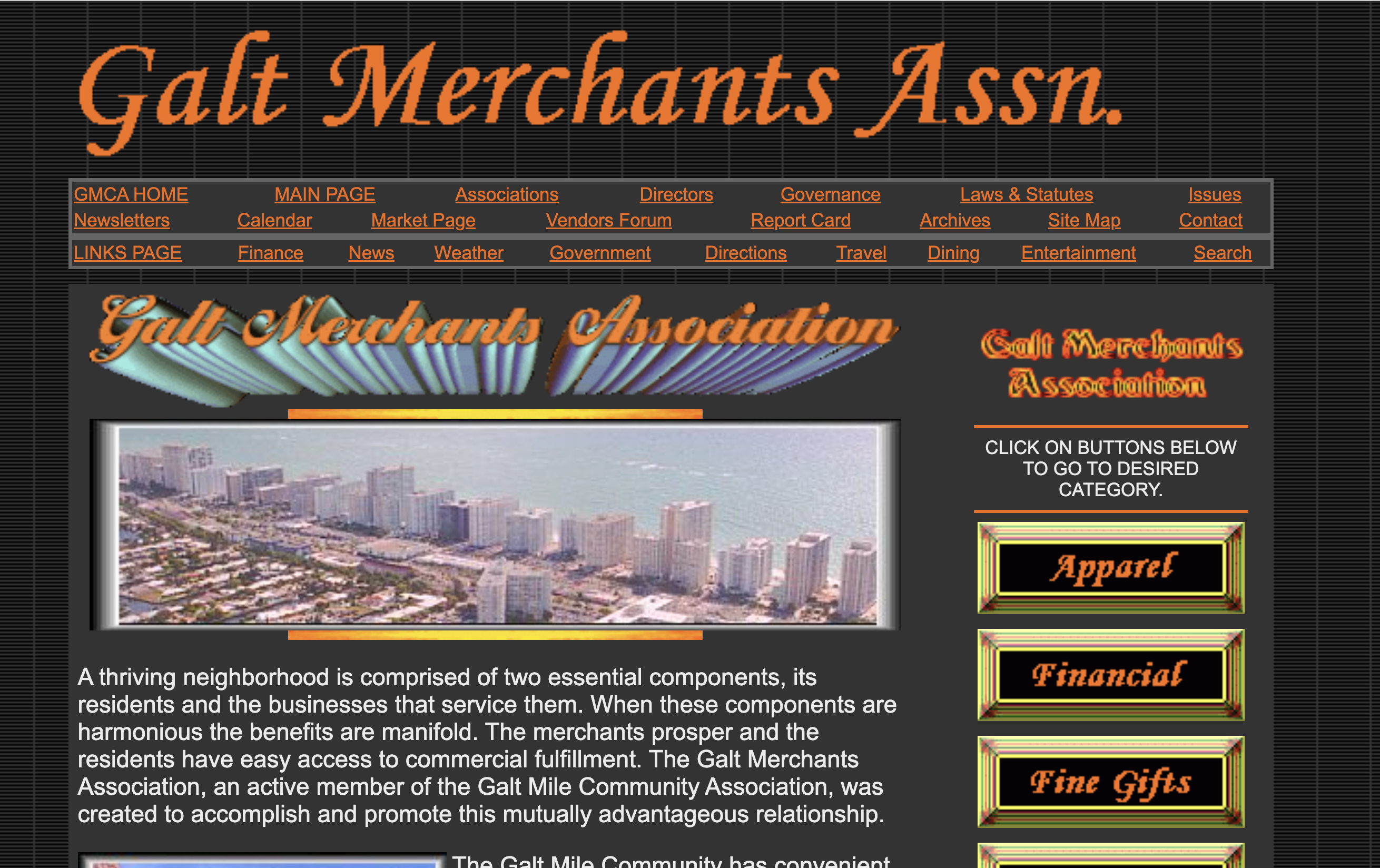 Galt Ocean Mile Merchant Association website imagery